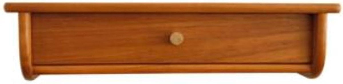 Houten zwevende wandplank met lade in houtkleur