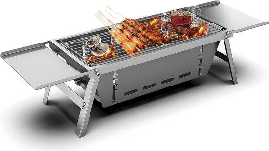 Moderne draagbare tabletop barbecue van roestvrij staal in zilver