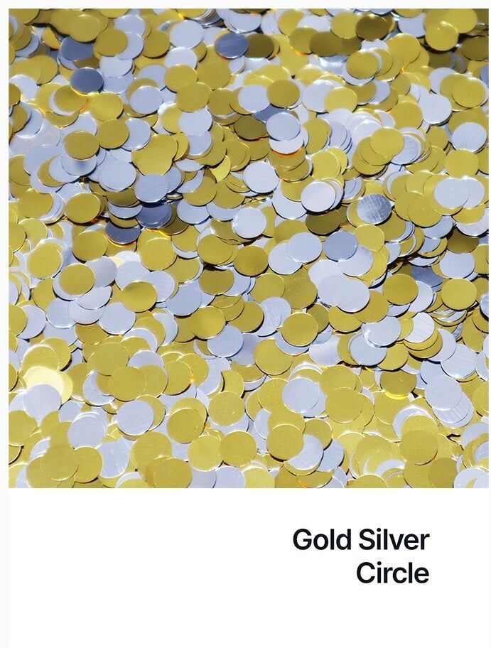Hemway Shaped Craft Glitter   Circle   Epoxy Resin, DIY, Tumbler, Decoration - Gold Silver - Shaped 50g