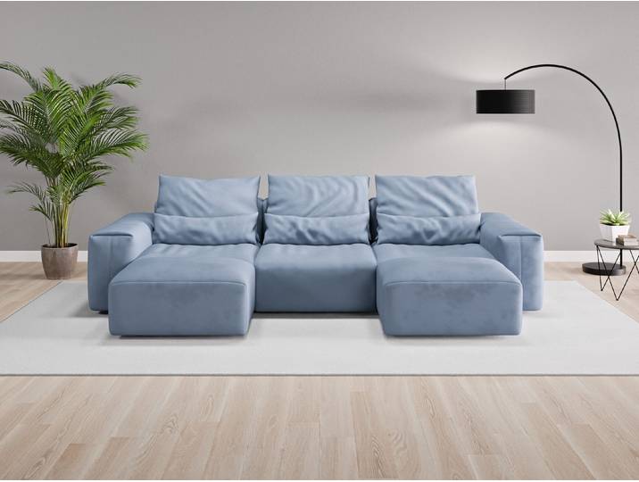 Wohnlandschaft Denver Nr. 2 - Blau (Jeansblau) - Vintage Velours