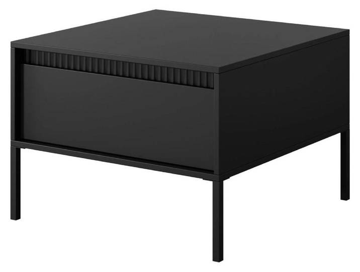 Couchtisch Beistelltisch FERRATO 68 cm Schwarz Riffelung grifflos