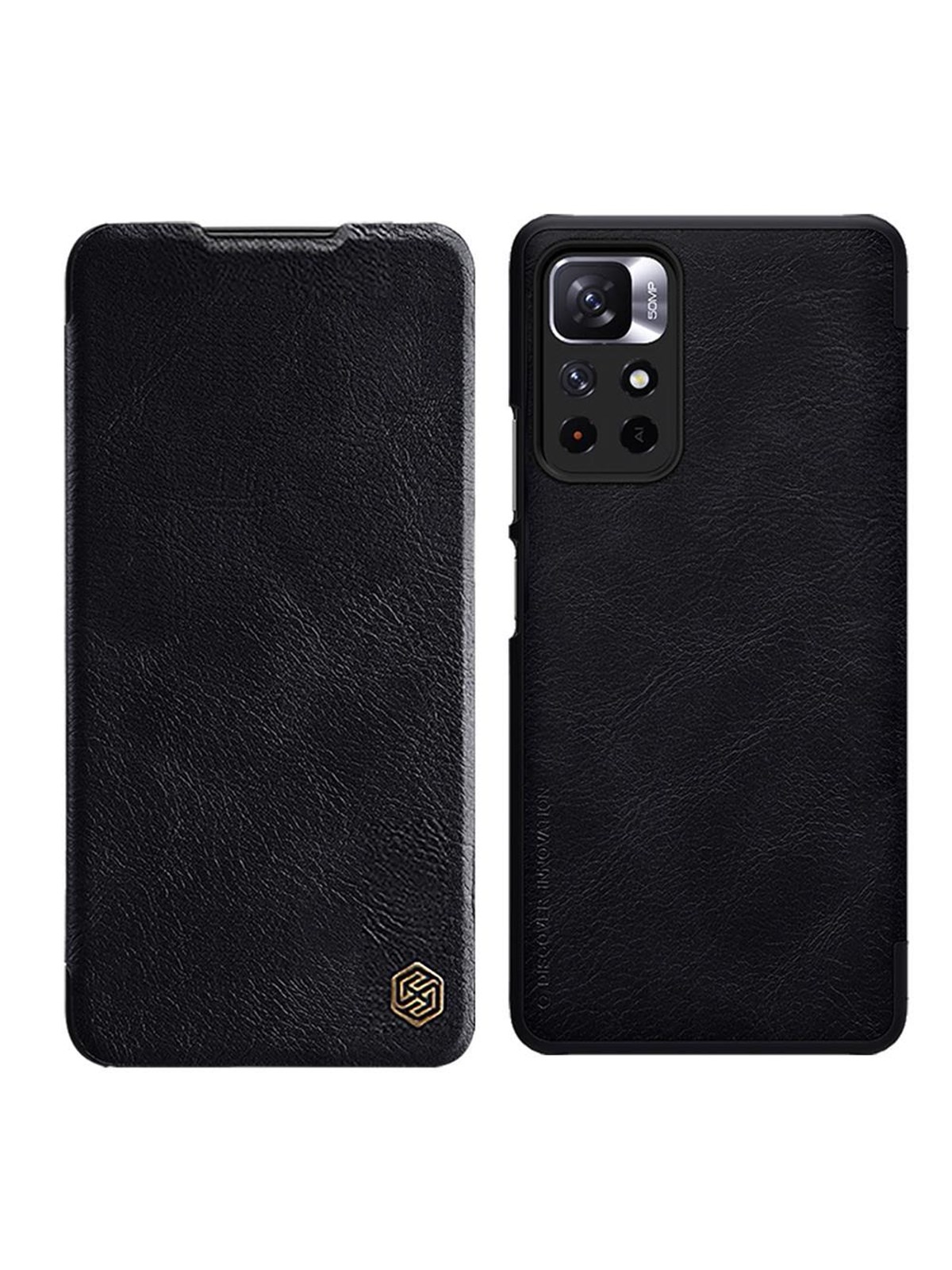 Nillkin Qin Flip Case for Xiaomi Redmi Note 11T 5G / 11S 5G / 11 5G (China) / Poco M4 Pro 5G - Black
