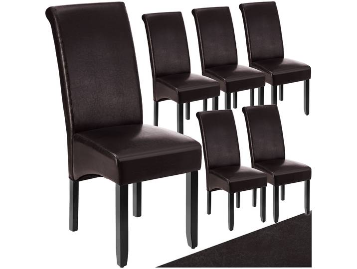Esszimmerstuhl, ergonomisch, massives Hartholz - braun, 6er Set