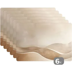 PLATZSETS 6er-Set Beige - Natur - Abstrakt - Modern Tischunterlage 45x30 cm