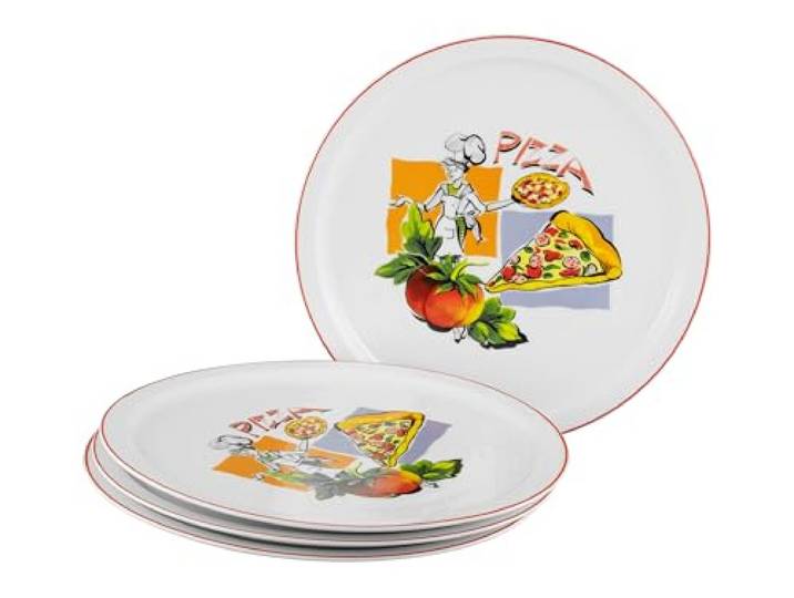 Creatable\, 24442 Milano Sofia Lot de 4 assiettes à pizza en porcelaine pour 4 personnes Passe au lave-vaisselle et au micro-ondes Produit de qualité