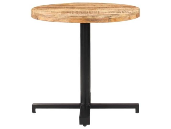 GPUTYGHN Bistrotisch Rund Ø80x75 cm Raues Mangoholz Handgefertigte Tischplatte, schwarz pulverbeschichteter Eisenfuß, Innen- und Gartenbereich