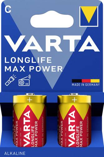 Varta Longlife Max Power C Blister 2 Baby (C)-Batterie Alkali-Mangan 7800 mAh 1.5V 2St.