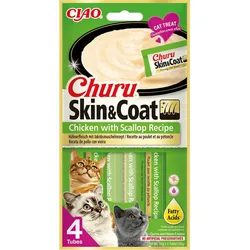 INABA CAT Churu Haut und Fell Huhn Muschel 4x14g
