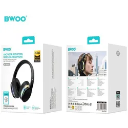Bwoo ANC Wireless Headphone Premuim Sound Quality BW587 Black (ANC, 10 h, Kabellos), Kopfhörer, Schwarz