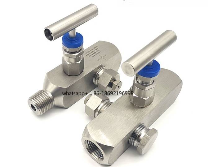 Vanne de mesure multi-ports GV avec manomètre, vanne d'échantillonnage multi-ports en acier inoxydable, vanne à aiguille trois voies pour soudage