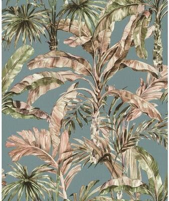 Advantage Calle Light Blue Tropical Wallpaper