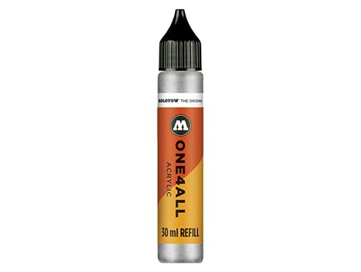 Molotow ONE4ALL Navulling acryl, kleur 227 metallic zilver, navulinkt voor permanente marker