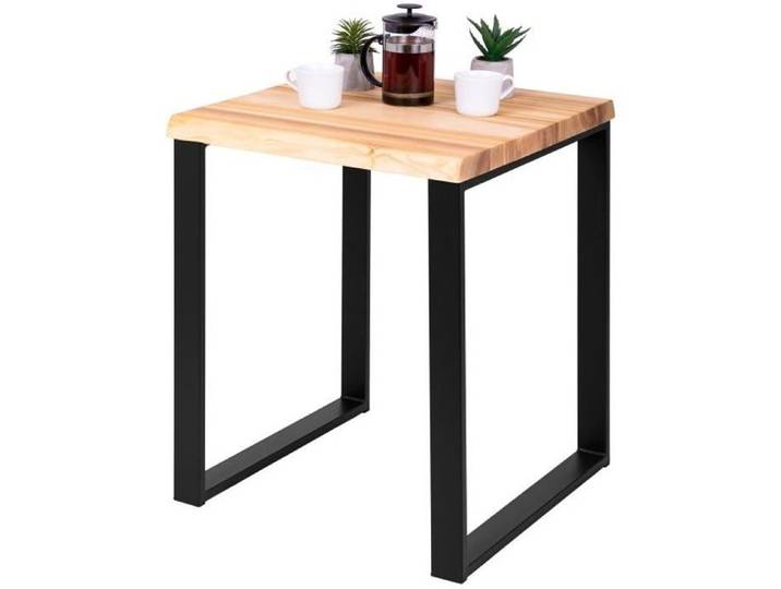 LAMO MANUFAKTUR Table de bar cuisine - table haute industrielle - table haute en bois - 60x60x76 cm - noir - modern - naturel