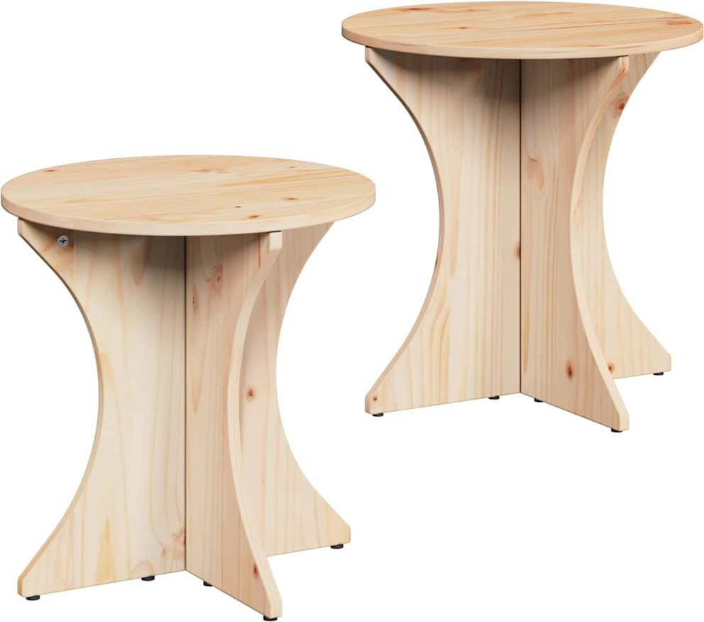 Set van 2 Syfax salontafels van natuurlijk massief grenenhout