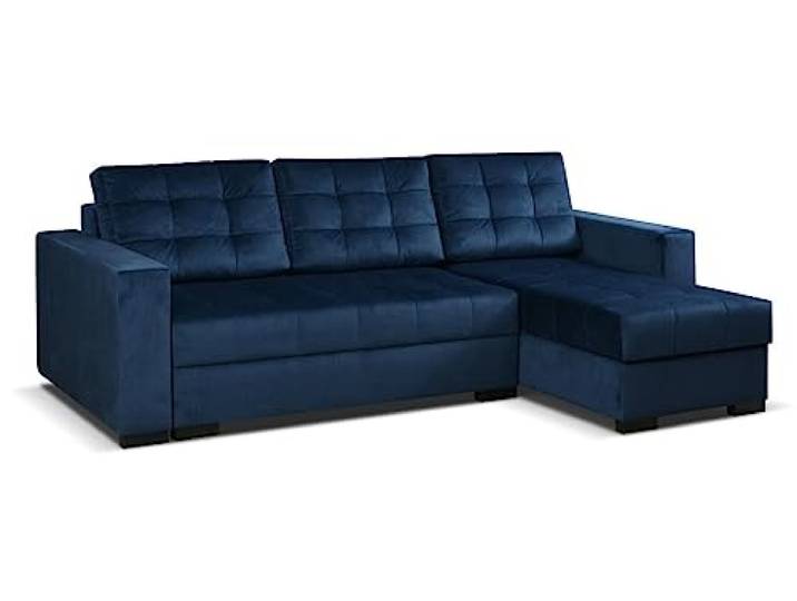 MEBLE-LUX - Universal Ecksofa mit Schlaffunktion und 2 Bettkasten LARO I 242cm Breit Sofa L Form I Eckcouch mit Schlaffunktion I Universal Ecke (Rechts oder Links) I Sofa Marineblau