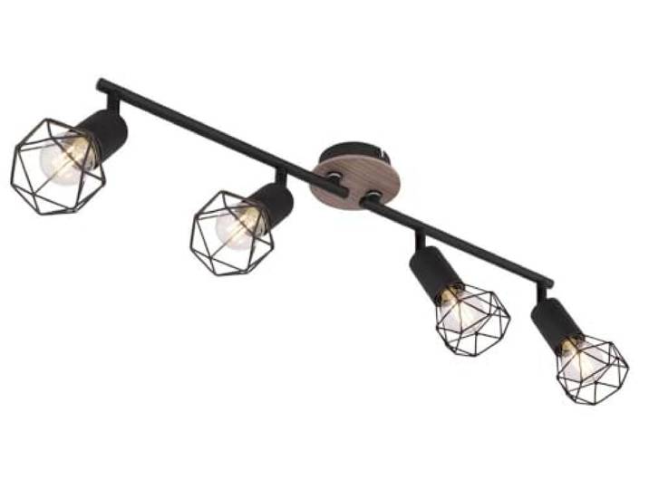 Globo Deckenleuchte Xara I 4-flammig schwarz mit Holz - 54802S-4H