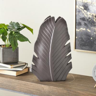 ARCILLA ELEMENTAL Black or White Ceramic Palm Leaf Decorative Vase