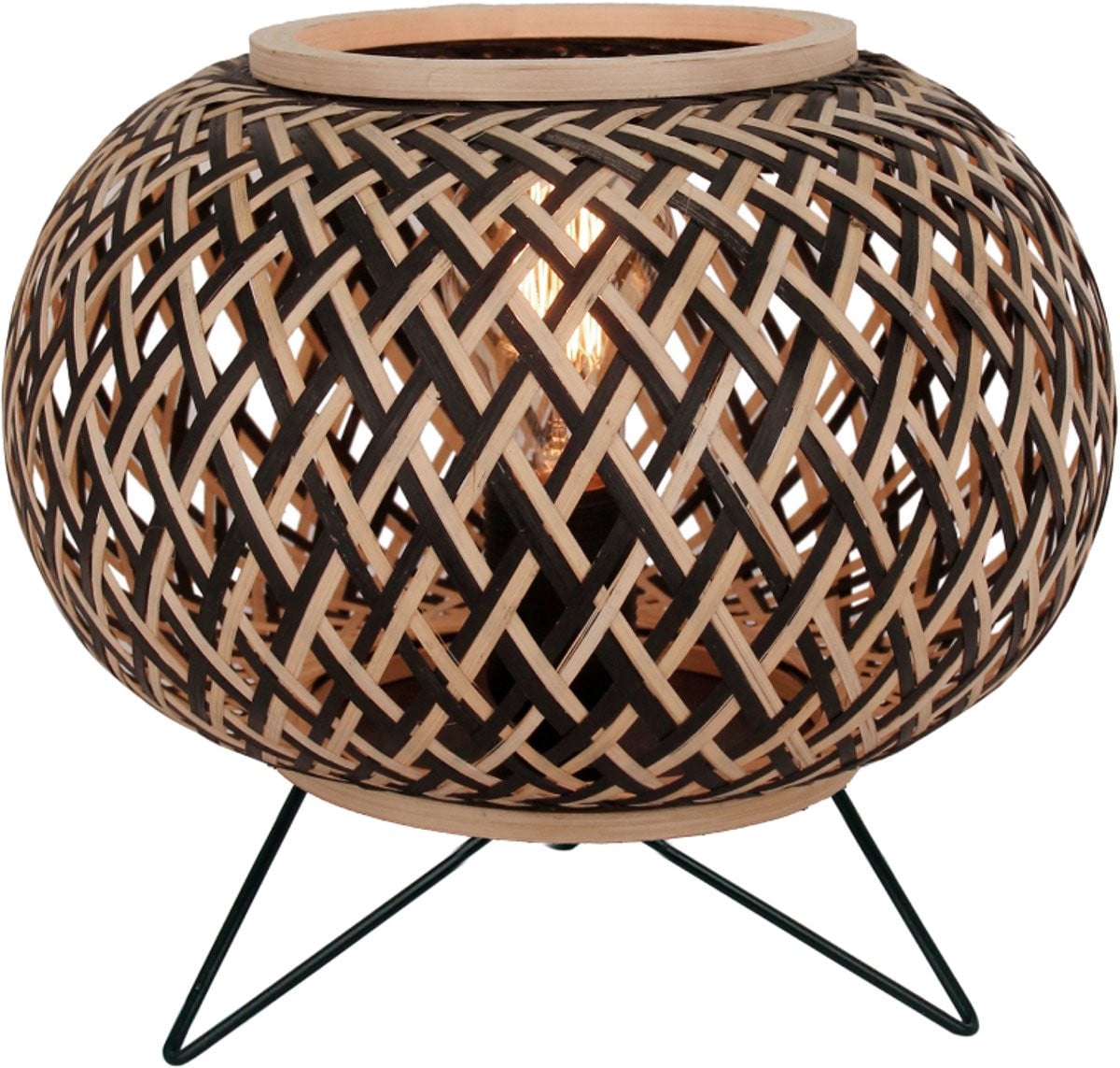 Various Weaving Tafellamp Bruin - Ø28 cm - Bamboe, Hout en Metaal