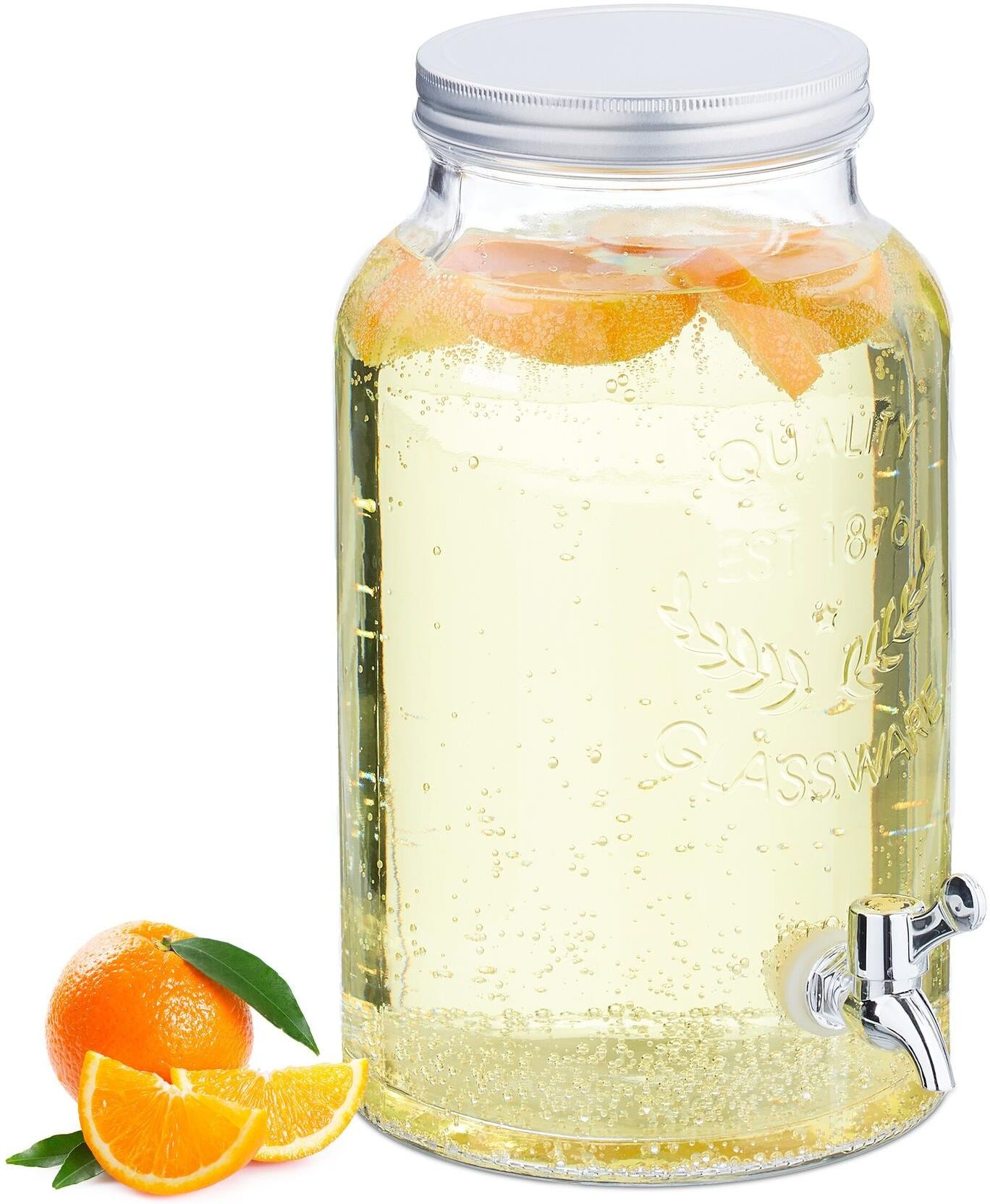 Getränkespender RELAXDAYS "Vintage-Design 5 Liter", silber (silberfarben, transparent), Zapfanlagen, Getränkespender silberfarben, transparent Einheitsgröße