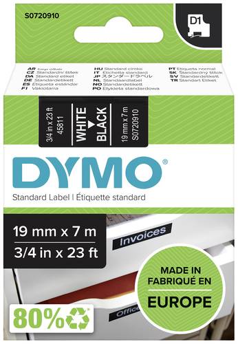 DYMO D1 45811 Bandfarbe: Schwarz Schriftfarbe:Weiß 19 mm 7 m