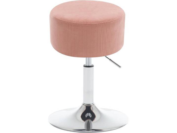 WOLTU Tabouret de Maquillage Pivotant Tabouret de Bar Rond en Velours Côtelé Réglable en Hauteur Rembourré Rose W0ATT0350-1