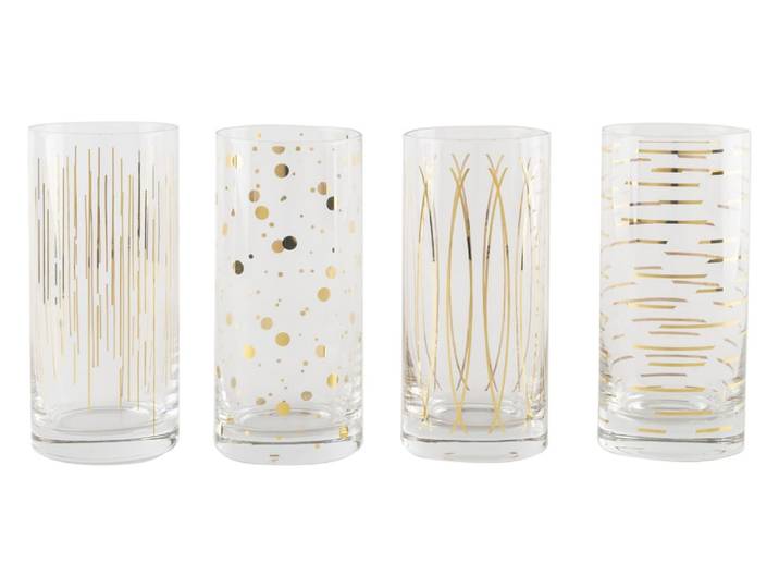 Cheers Set de 4 verres High Ball en or métallisé