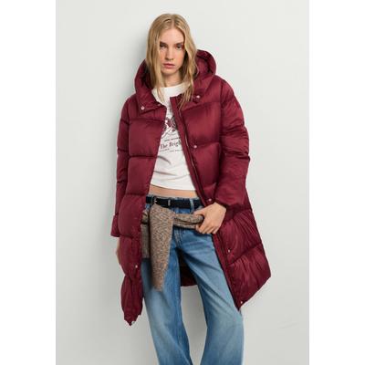 Wintermantel PEPE JEANS "Wintermantel LAUREN LONG", Damen, Gr. L, rot (bordeaux rot), 100% Polyester, Mäntel Wintermantel