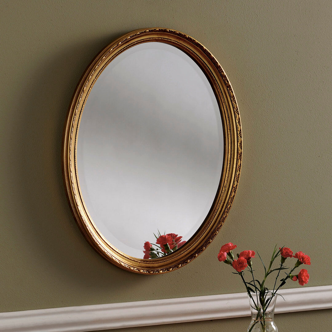 Rosdorf Park Duckett Oval Wall Mirror Gold 69cm x 58cm