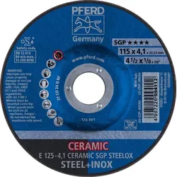 Pferd Tools Schruppscheibe CERAMIC SGP STEELOX D125xS4,1mm gekr.SG STEELOX