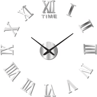 Inspire Picks 3D DIY Frameless Wall Clock Luminous Silent Modern Wall Decor Stickers 033 Silver 3d 51 Inch(130cm)