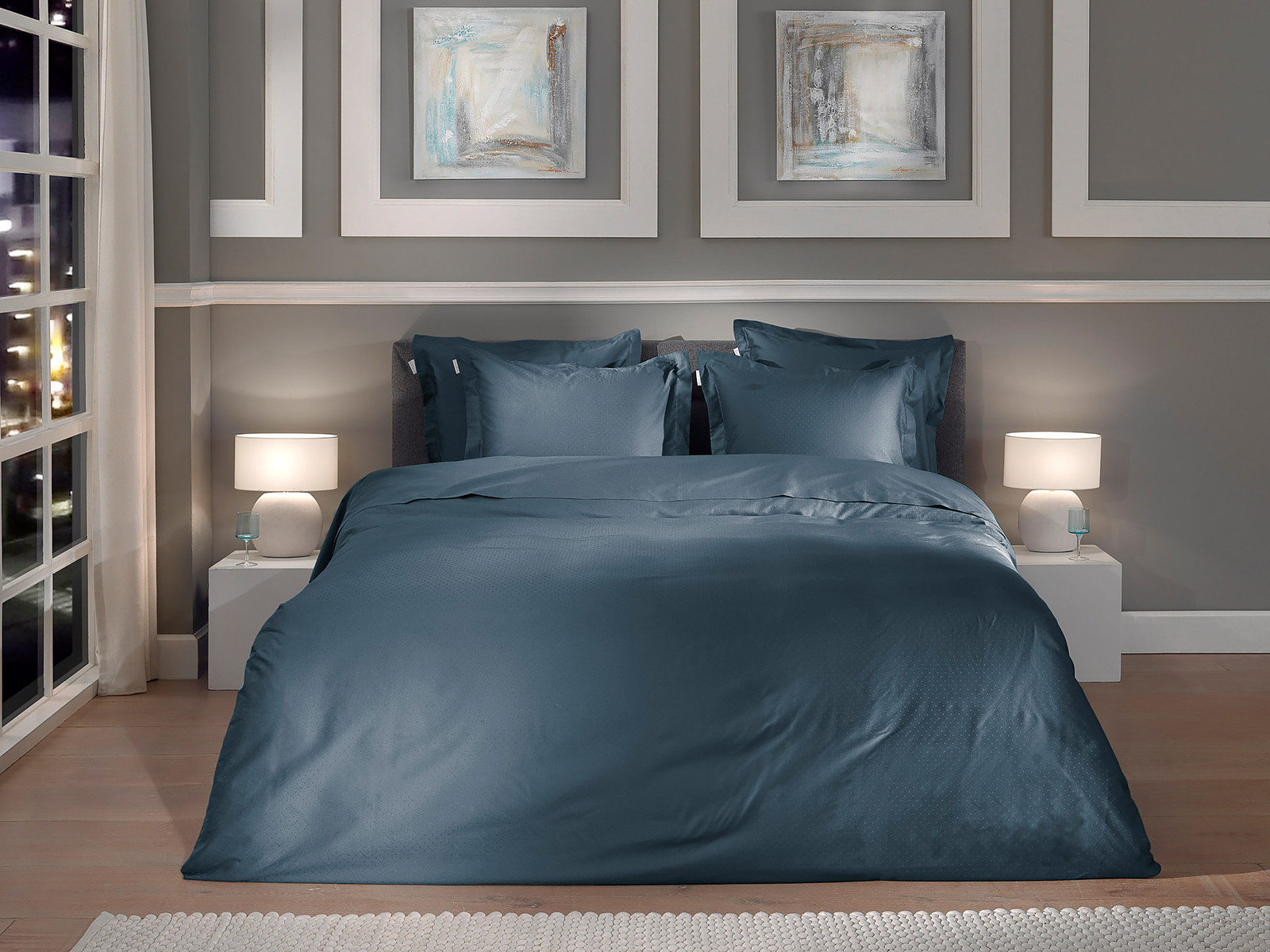 home24 Beddengoed Punto Blauw met dekbedovertrek en kussensloop