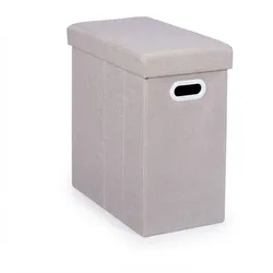 Relaxdays Sitzhocker mit Stauraum, gepolstert, faltbarer Stoffhocker, Wohnzimmer, Flur, HxBxT: 49 x 48,5 x 27 cm, beige