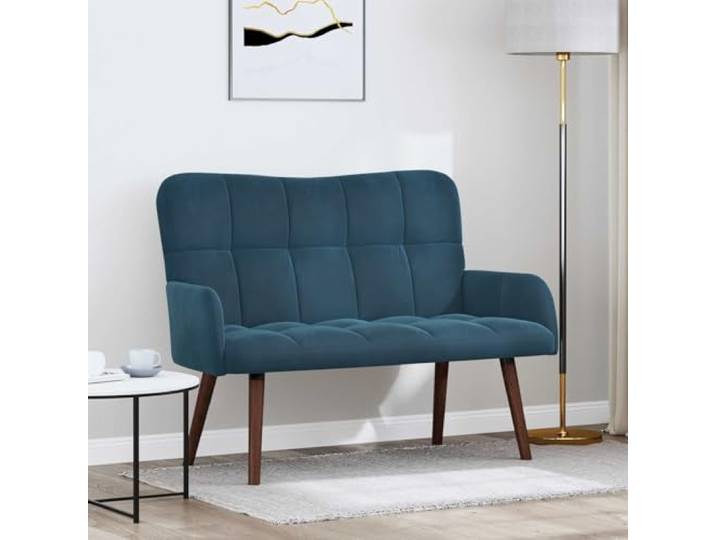 pokgdf 2-Sitzer Sofa Blau 115 x 61 x 87 cm Samt Luxuriöse Samtoberfläche, Modernes Design, Veredelte Rückseite, Pflegeleicht, Einfache Montage