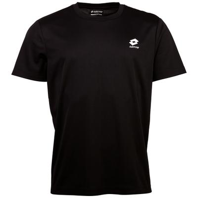 Rundhalsshirt LOTTO, Herren, Gr. M (48/50), schwarz (caviar), 100% Polyester, unifarben, normal, Rundhals, gerader Abschluss, Shirts Rundhalsshirt, - atmungsaktiv und schnelltrocknend