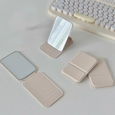 Fusion Finds Compact PU Leather Folding Makeup Mirror Portable Pocket Travel Vanity Mirror off White