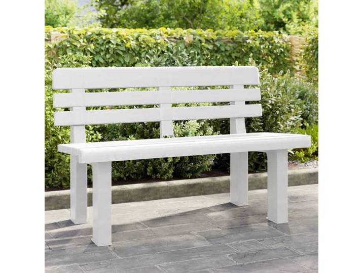 Banc de jardin blanc 110x52x71 cm polypropylène banc d'extérieur siège de jardin chaise longue de jardin banc de 4009379
