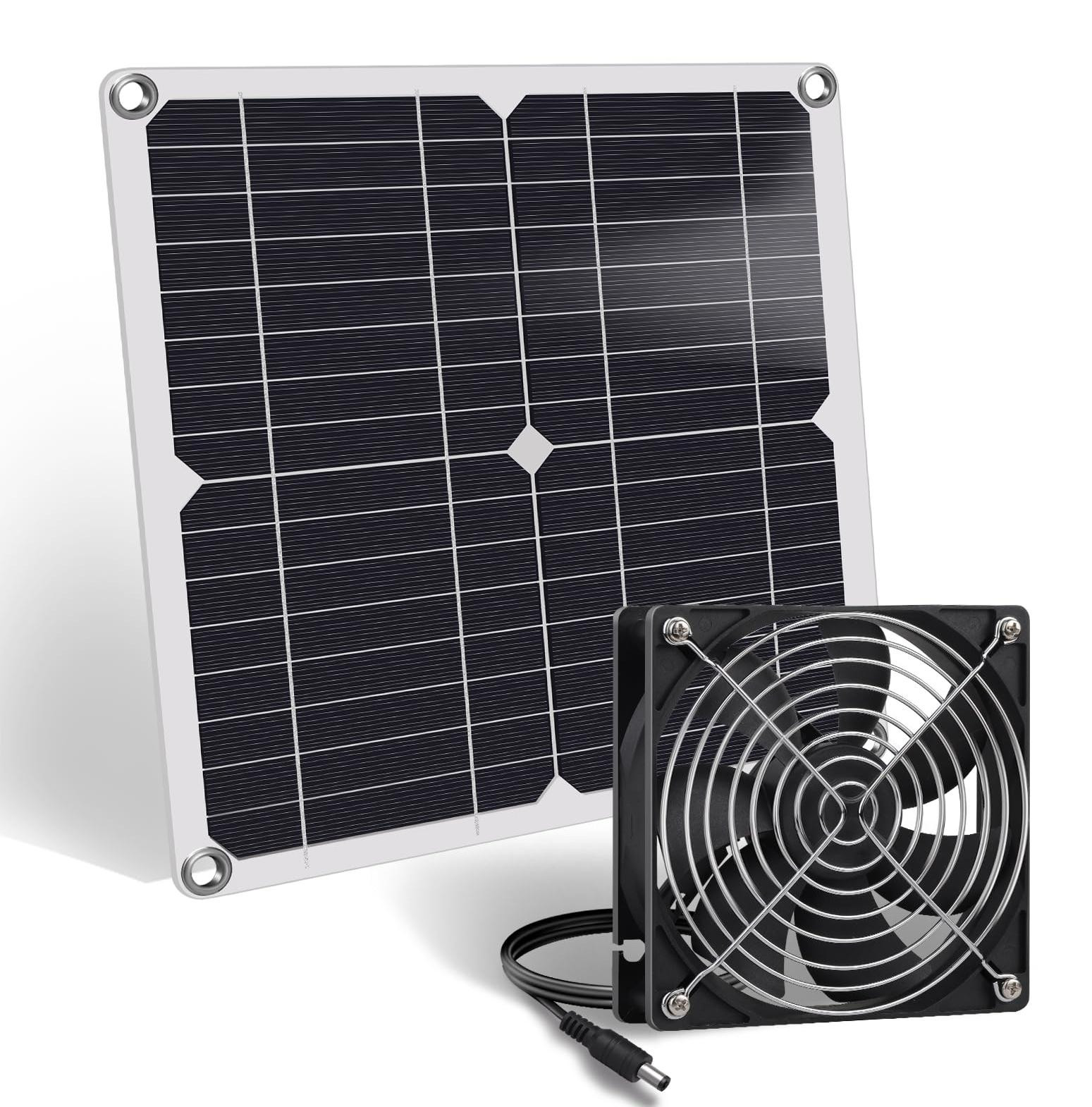 Selius Ventilator op zonne-energie 12 W - Raammontage - Zwart - Voor kippenhokken en kassen
