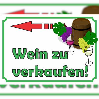 HB-Druck Wein zu verkaufen links Schild A5 (148x210mm)