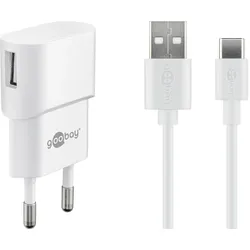 goobay 5W USB-C Ladegerät mit Kabel 1m, weiß
