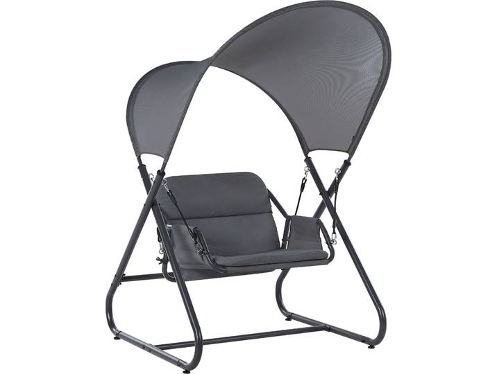 BELIANI Gartenschaukel Dunkelgrau Mesh Stahl mit Dach 1-Sitzer Modernes Design Hollywoodschaukel Outdoor Garten Terrasse