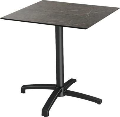 X Cross Terrassentisch Schwarz gestell + Midnight Marble HPL 70x70 cm
