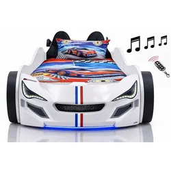Autobett Kinder 90x200 Jungen LED Leuchte Unterbodenbeleuchtung Sound Fernbedienung