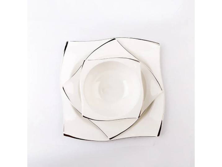 Service de vaisselle en céramique, vaisselle en porcelaine osseuse, ensemble créatif de plats et assiettes Phnom Penh, assiettes carrées, vaisselle de cuisine