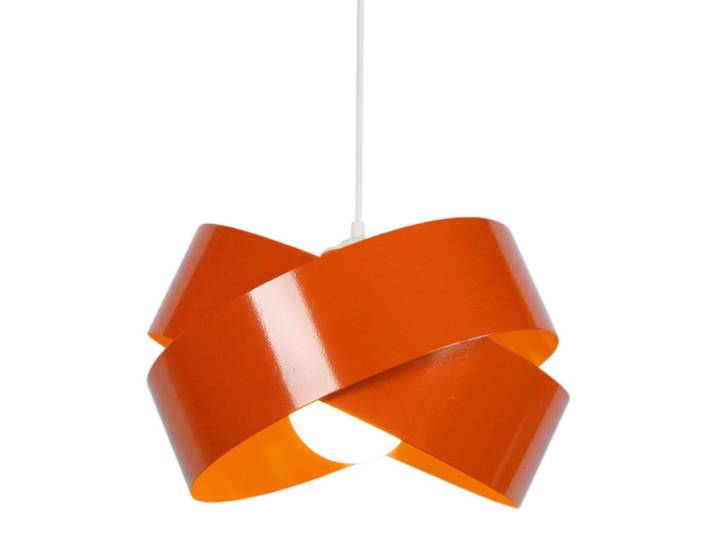 Suspension métal blanc abat-jour orange