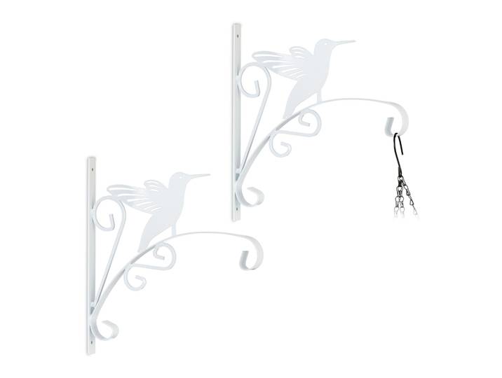 Blumenampelhalterung 2er-Set mit Vogel Weiss