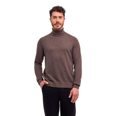 Strickpullover FALKE "Pure Lambswool", Herren, Gr. XL, braun (braun meliert (5106)), Pullover Strickpullover