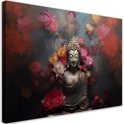 WANDBILD buddha zen blumen abstrakt