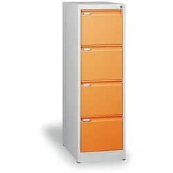 Metall-Hängeregisterschrank A4, 4 Schüben, orange