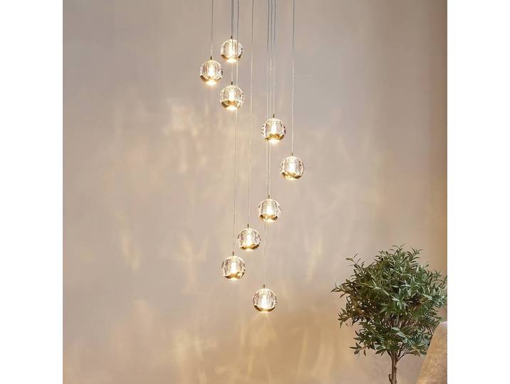 Glas Hängeleuchte Hayley Lucande, messing / gold, für Wohn- / Esszimmer, Glas, Design, Hängelampe