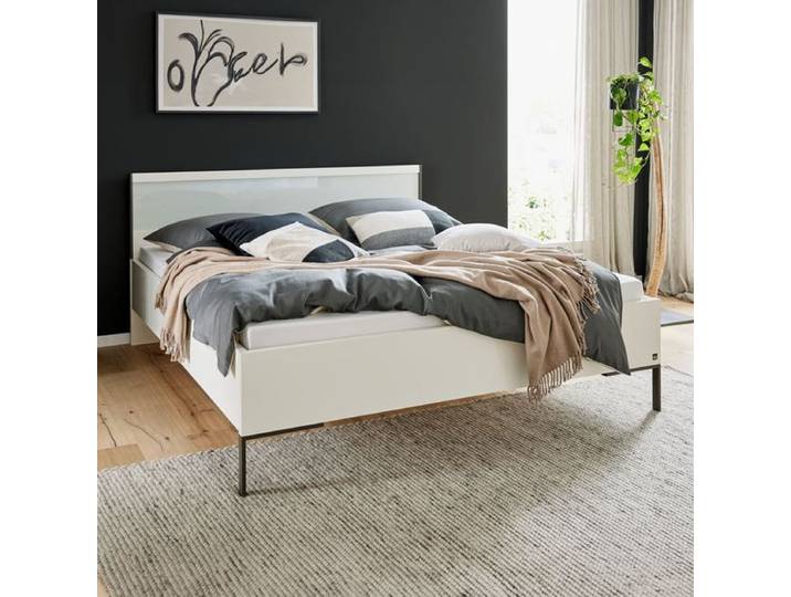 Interliving Bett 1033 Komfort 180x200cm Weiß modern, Mit Kopfteil höhenverstellbar